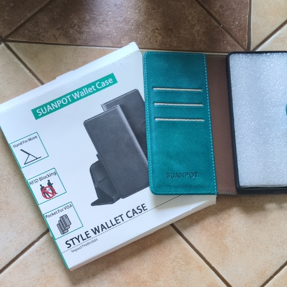 Moto/Edge 2022 RFID SUANPOT Teal and Brown Wallet Case